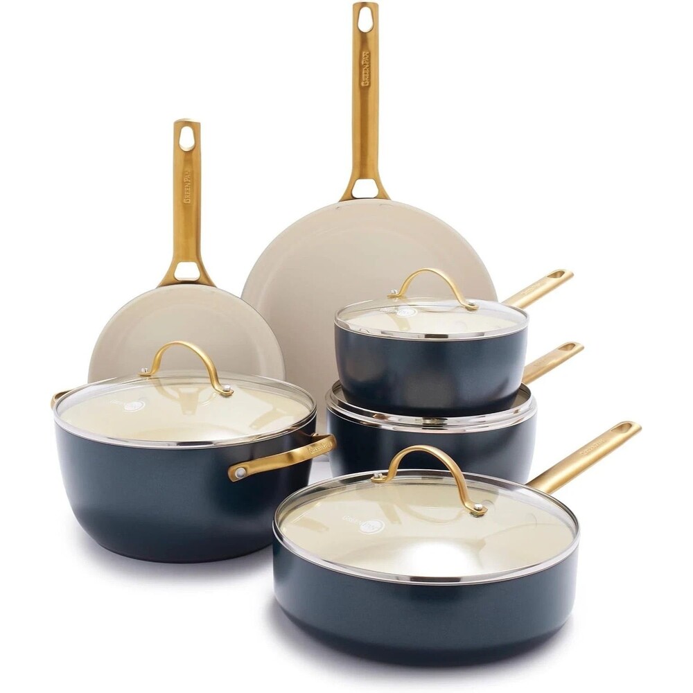 GreenPan Reserve 10-Pcs Ceramic Nonstick Cookware Set Twilight Gold CC005211-001